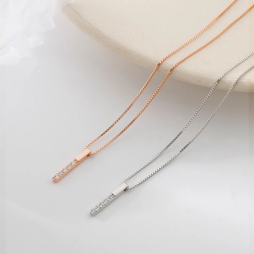 Sterling Silver Simulated Diamond Drop Necklace - Picture 10 of 13